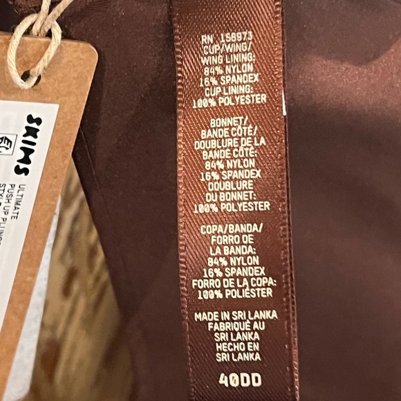 SKIMS Ultimate Push Up Plunge 40 DD Chocolate Brown Bra NWT - Picture 3 of 5